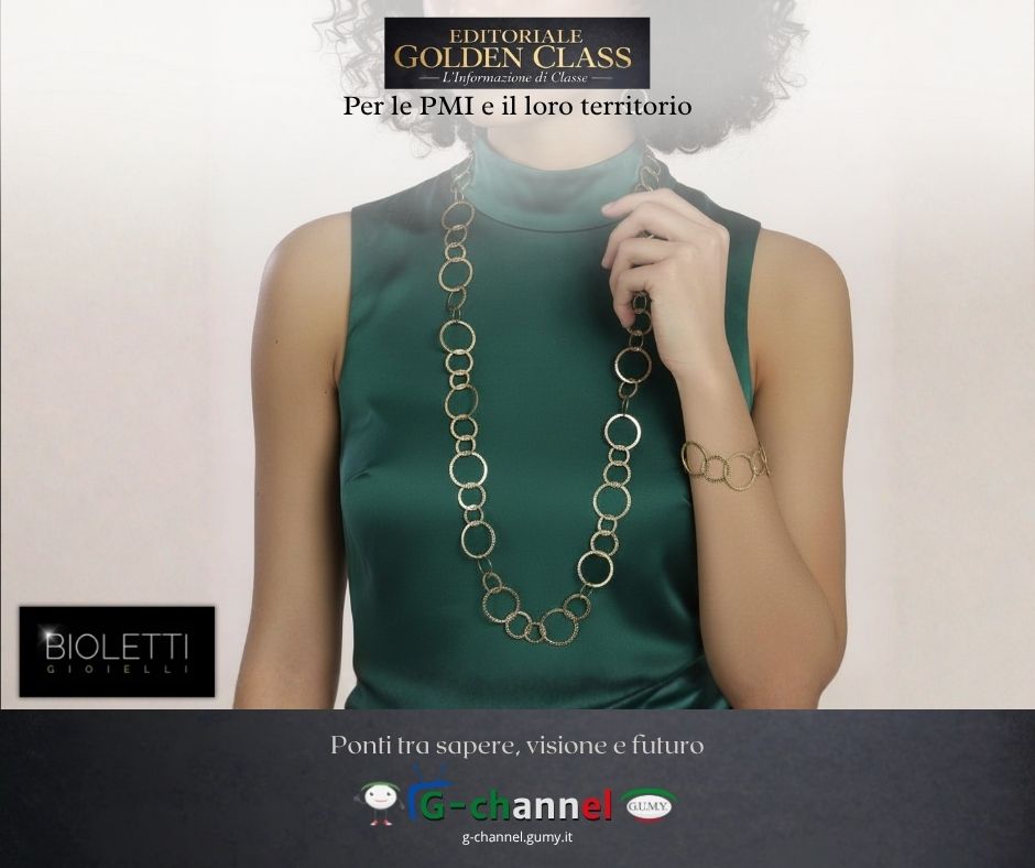 Bioletti Gioielli presenta Kidult Style: collana in acciaio dorato martellato